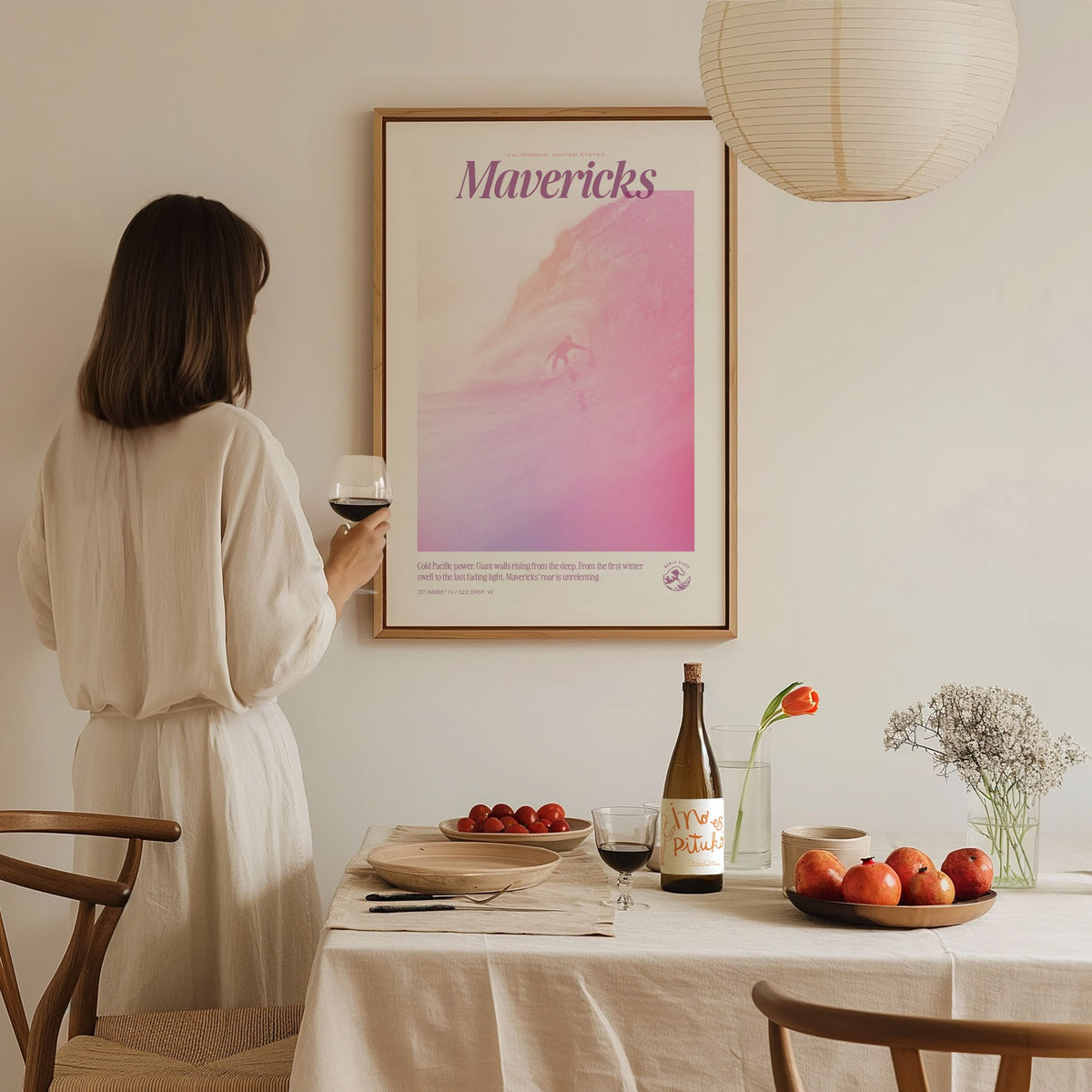 Mavericks - Retro Poster | Surf Art Print — styled in an interior