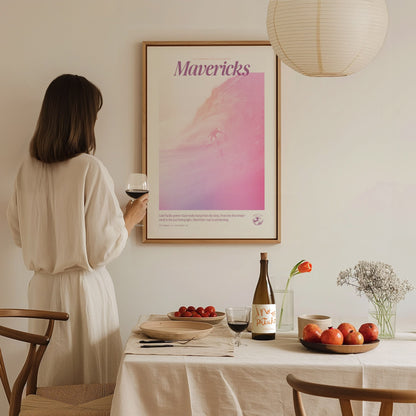 Mavericks - Retro Poster | Surf Art Print — styled in an interior