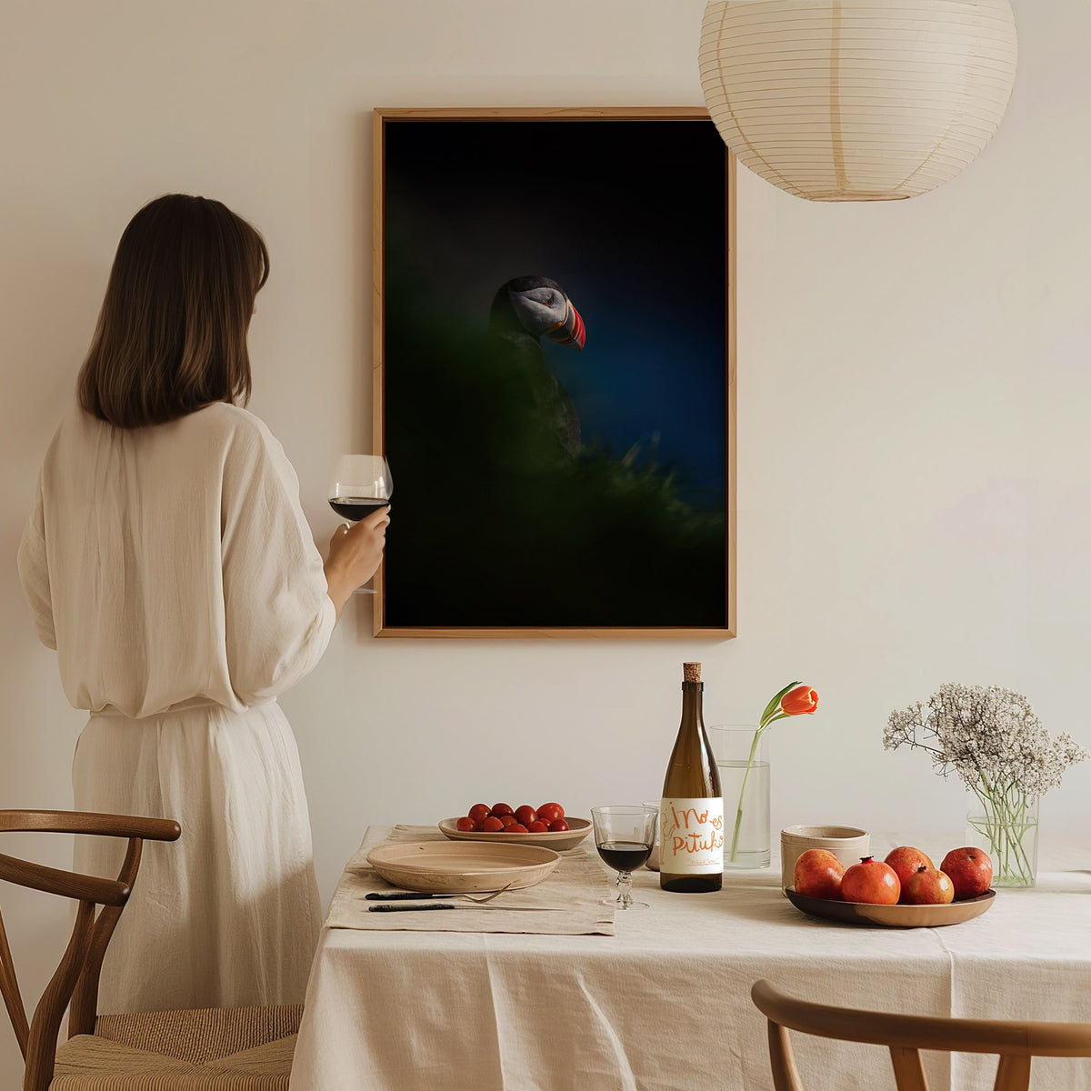 Puffin Poster | Artistic Art Print — styled in an interior