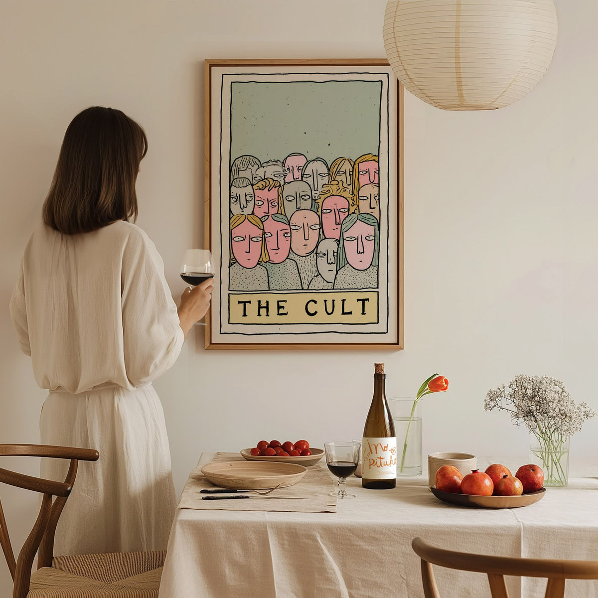 The Cult Poster | Sage and Dusty Pen and Ink Art Print | Tarot Wall Art — styled in an interior
