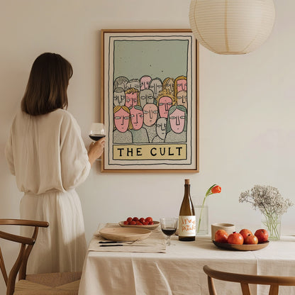 The Cult Poster | Sage and Dusty Pen and Ink Art Print | Tarot Wall Art — styled in an interior