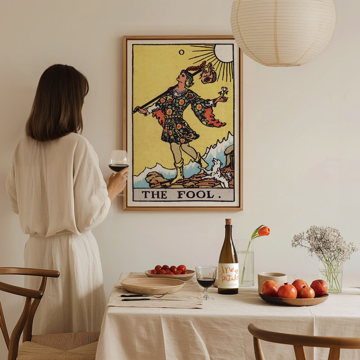 The Fool Poster | Tarot Art Print — styled in an interior