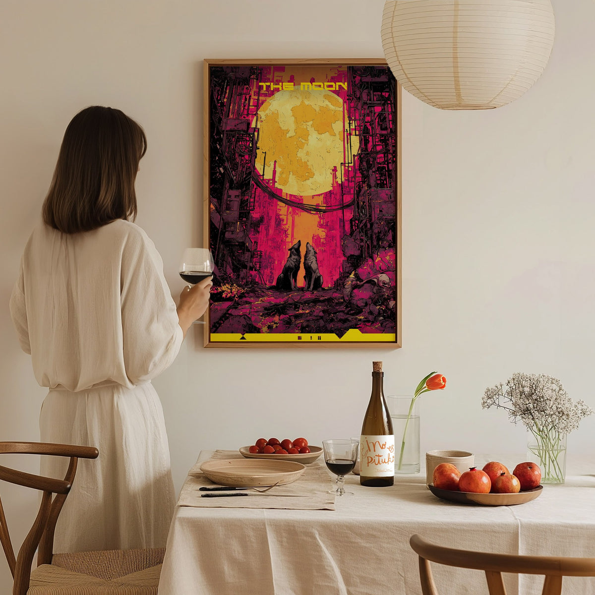 The Moon Poster | Tarot Art Print — styled in an interior