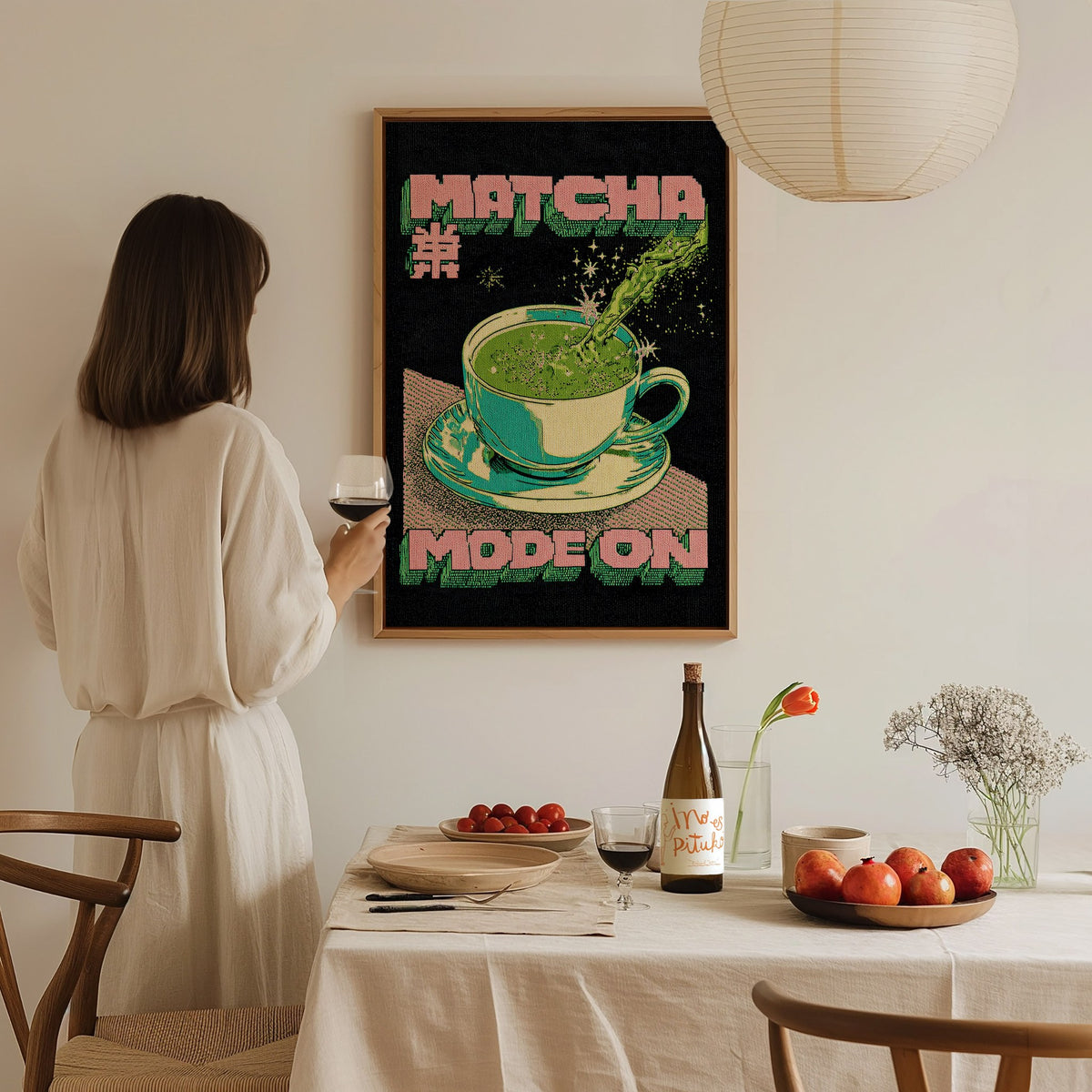 Matcha Mode Poster | Typography Art Print — styled in an interior