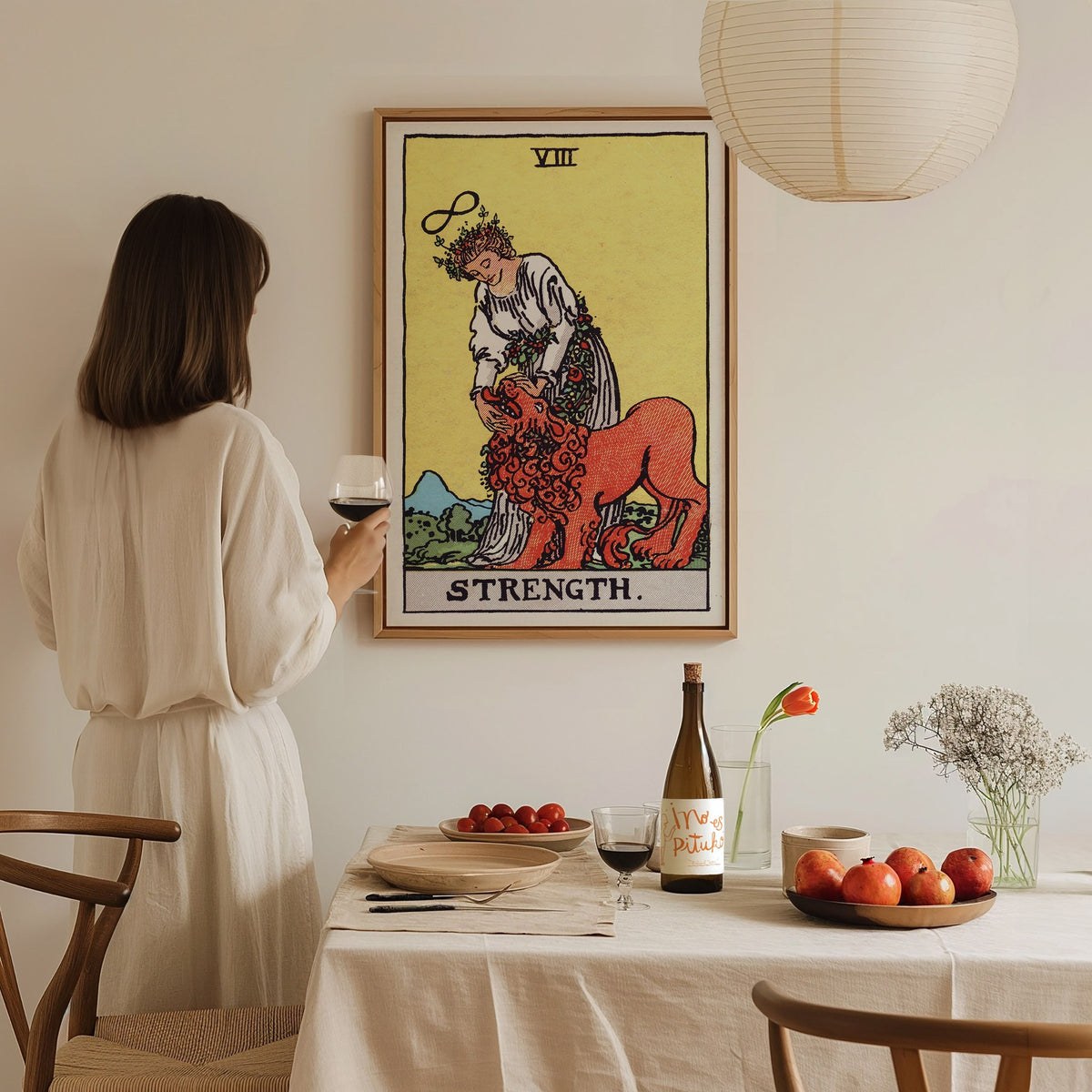 Strength Poster | Tarot Art Print — styled in an interior