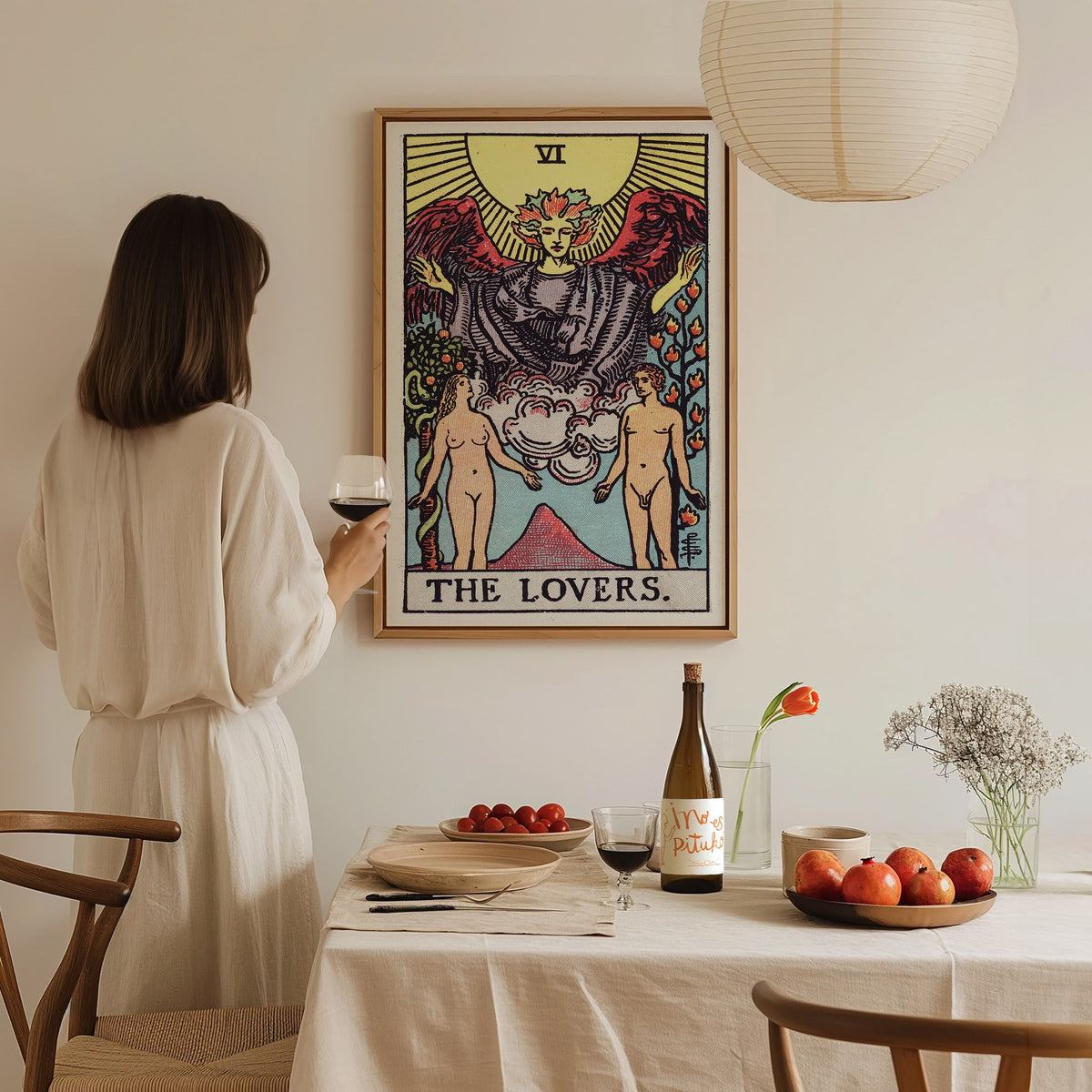 The Lovers Poster | Tarot Art Print — styled in an interior