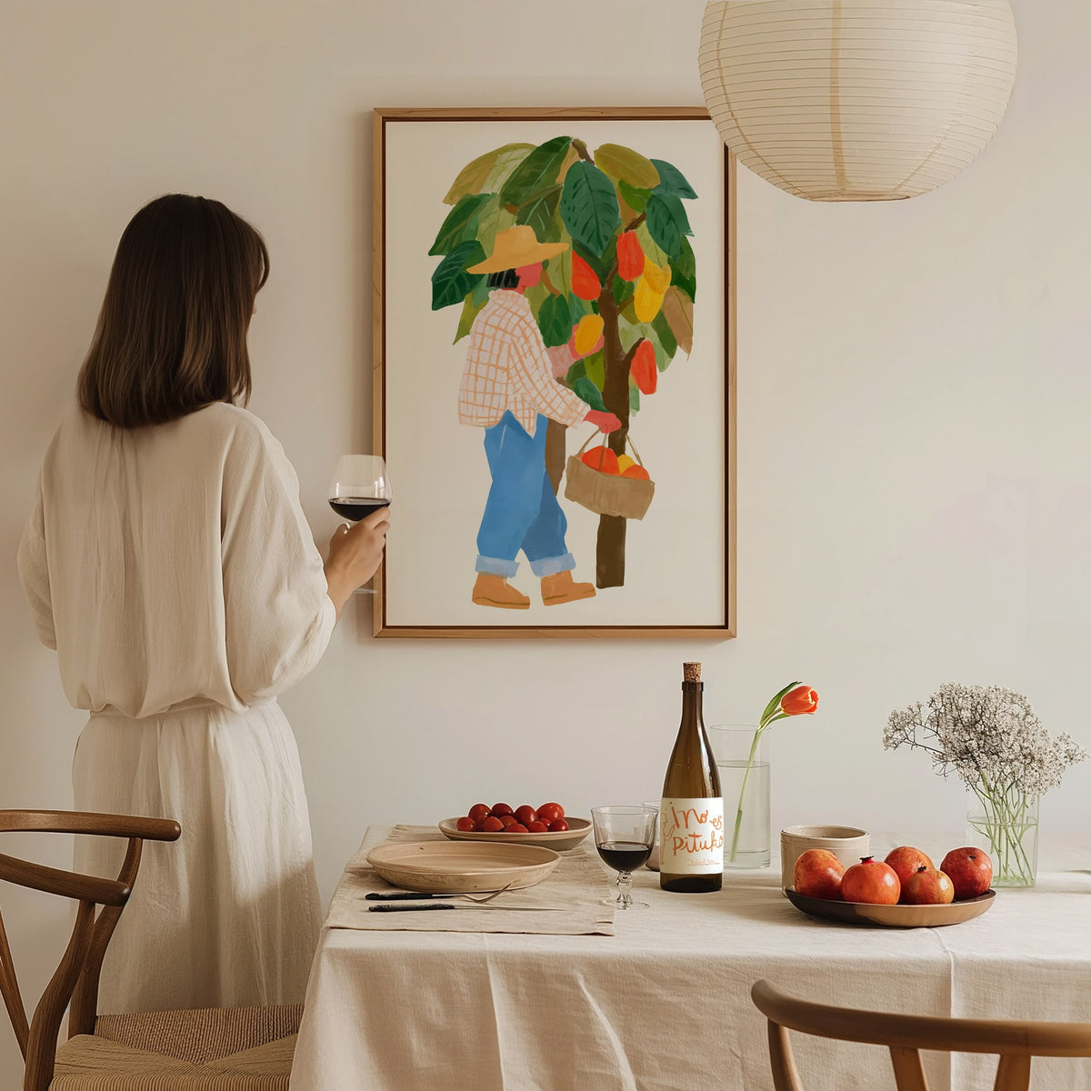 Cocoa Harvest Walk Poster | Illustrative Art Print — styled in an interior