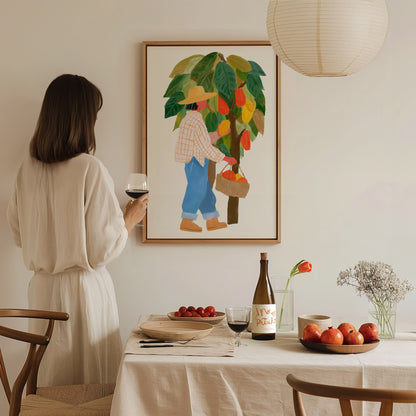 Cocoa Harvest Walk Poster | Illustrative Art Print — styled in an interior